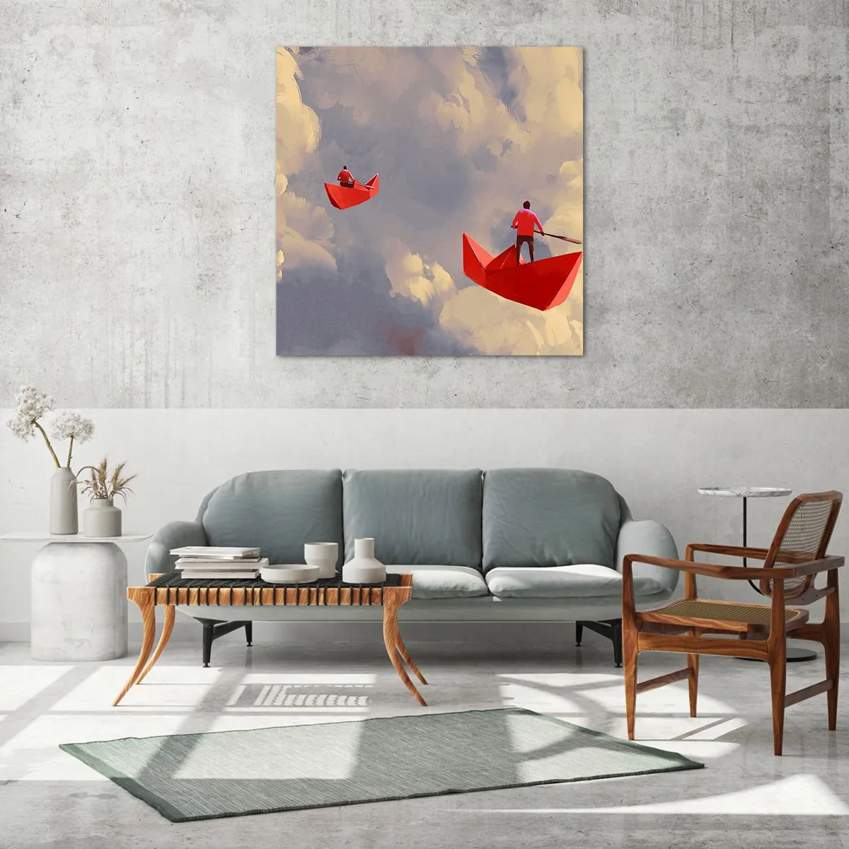 Glastavla - Bild på glas - Drömmarnas utflykt - 70x70 cm