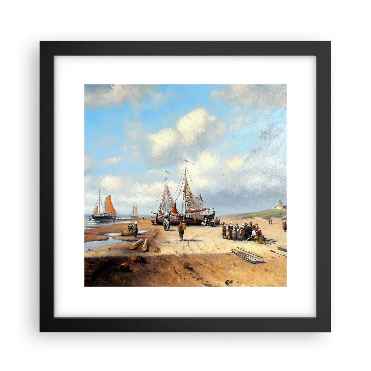 Affisch i svart ram - Efter en lyckad fångst - 30x30 cm