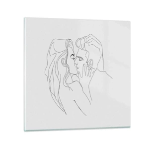 Glastavla - Bild på glas - Med samma streck - 70x70 cm