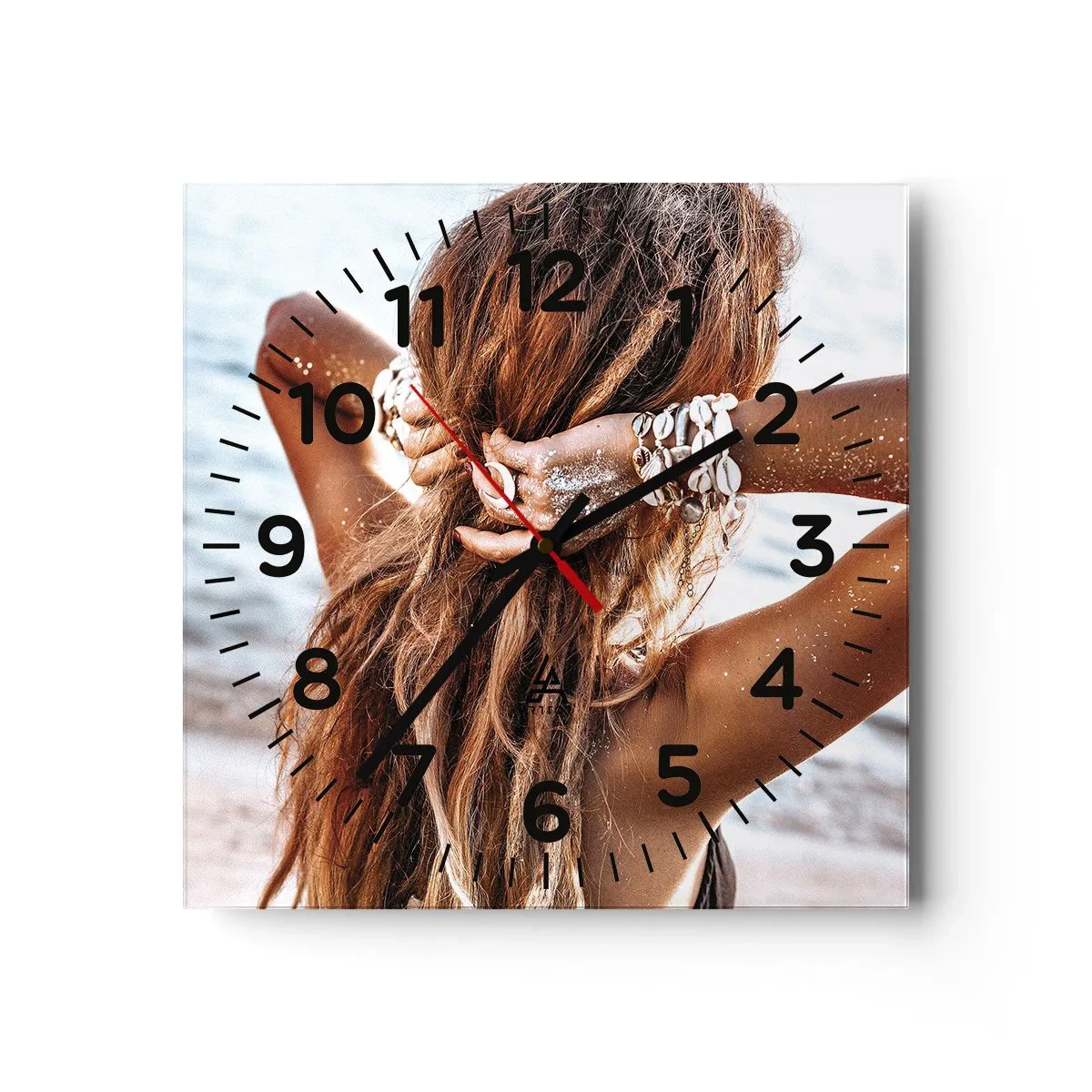 Väggklocka - Klocka på glas - Vattnets och solens syster - 40x40 cm