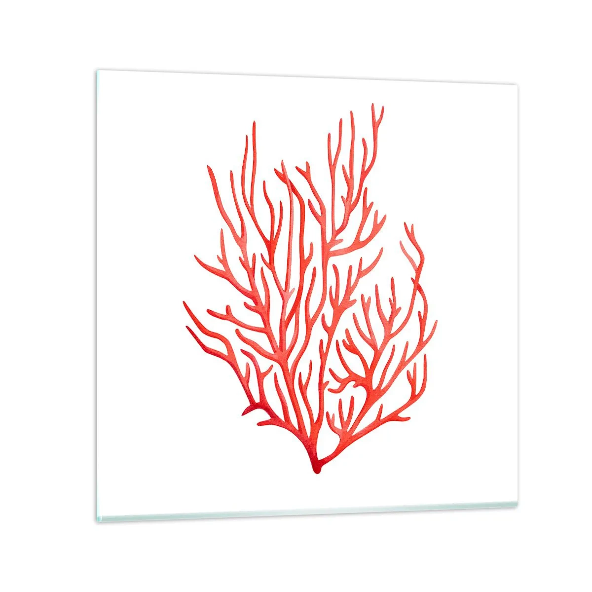 Glastavla - Bild på glas - Filigran av korall - 40x40 cm