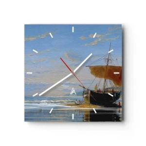 Väggklocka - Klocka på glas - Vatten, jord, luft - 30x30 cm