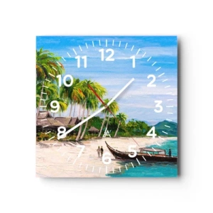 Väggklocka - Klocka på glas - En exotisk dröm - 40x40 cm