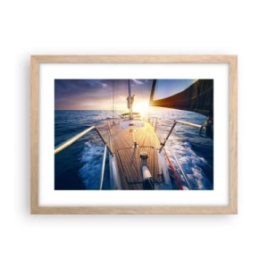 Affisch i ram av ljusek - Springa på vågorna - 40x30 cm