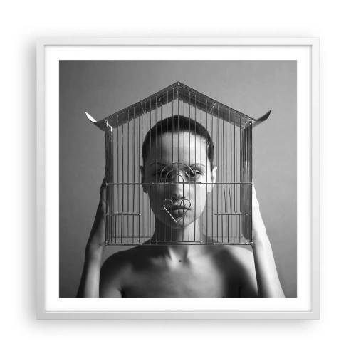 Affisch i vit ram - Något surrealistisk porträtt - 60x60 cm