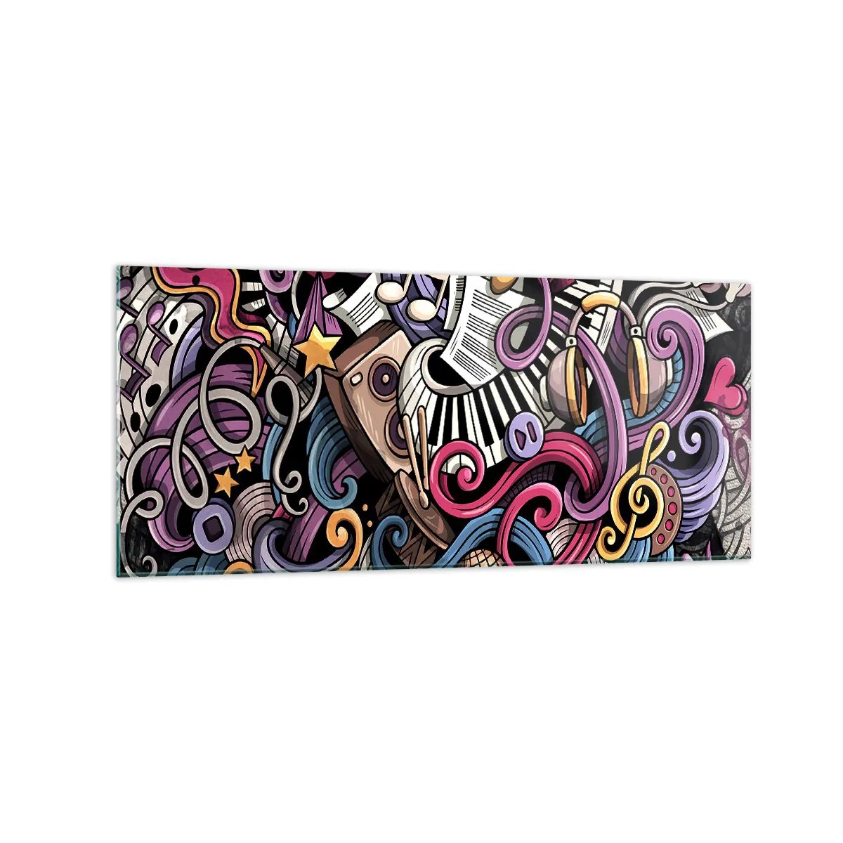 Glastavla - Bild på glas - Komplicerad melodi - 120x50 cm