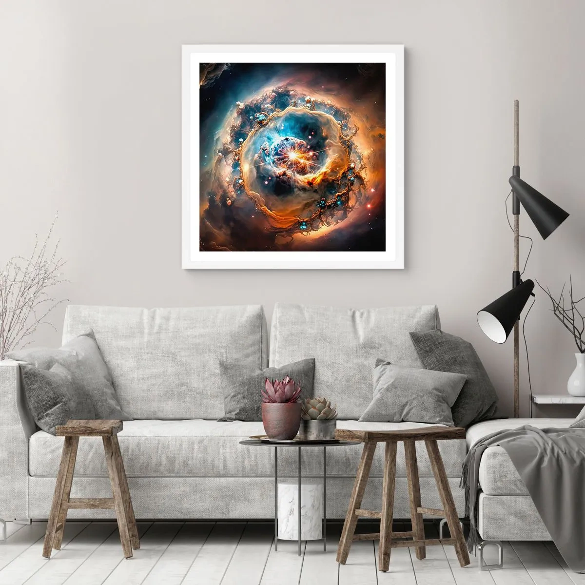 Affisch i vit ram - Början - 40x40 cm