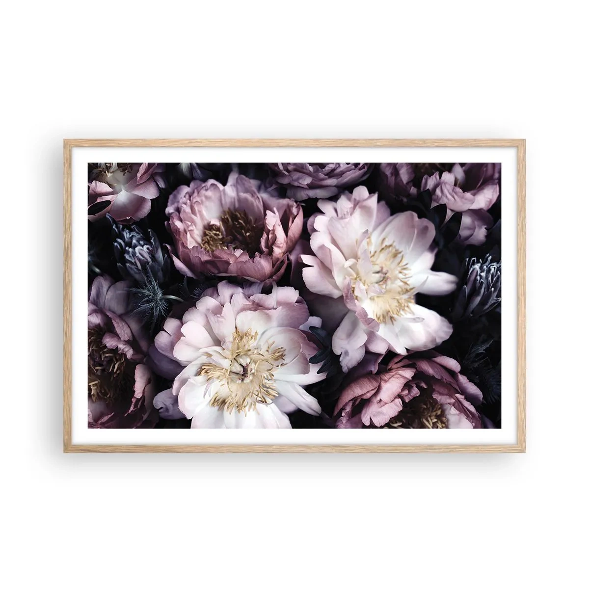 Affisch i ram av ljusek - En bukett i gammal stil - 91x61 cm