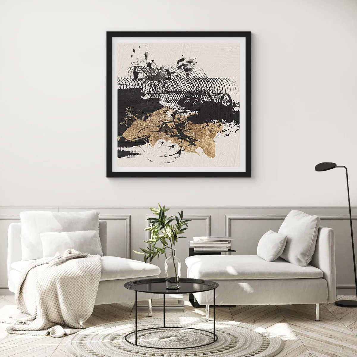 Affisch i svart ram - Komposition med passion - 50x50 cm