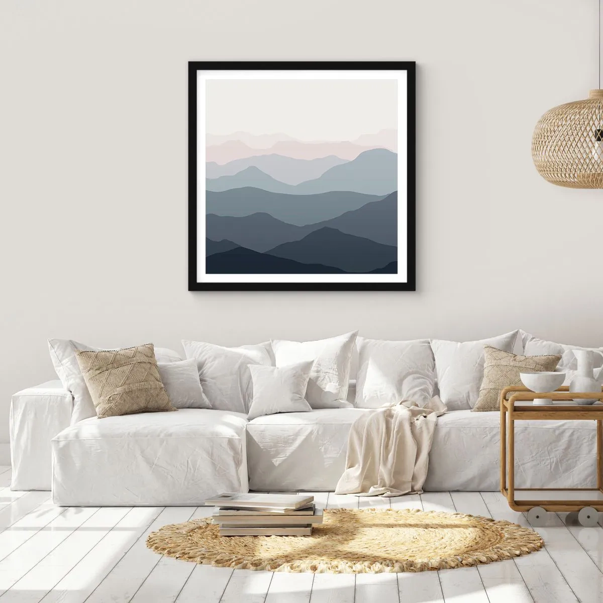Affisch i svart ram - Fjällens vågor - 50x50 cm