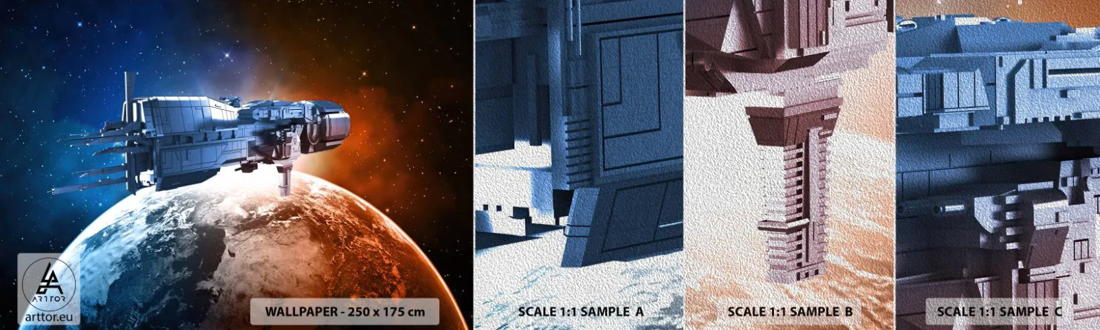 Provbit av fototapet Premium Sand - Uppmärksam åskådare - Kosmos, Rymdskepp, Shuttle - 100x30 cm
