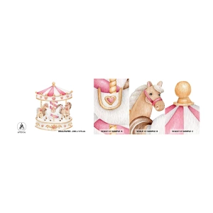 Provbit av självhäftande fototapet Deluxe Sticker - Barndomens ljuva värld - Merry-go-round, Girly, Hästar - 100x30 cm