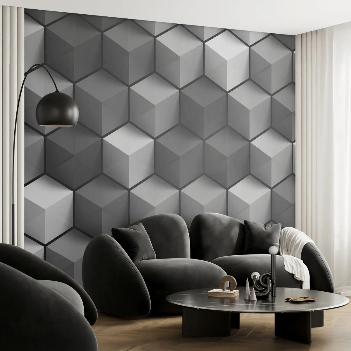 Fototapet Premium Canvas - Kubistiskt pussel - 3D, Kub, Modern - 400x280 cm