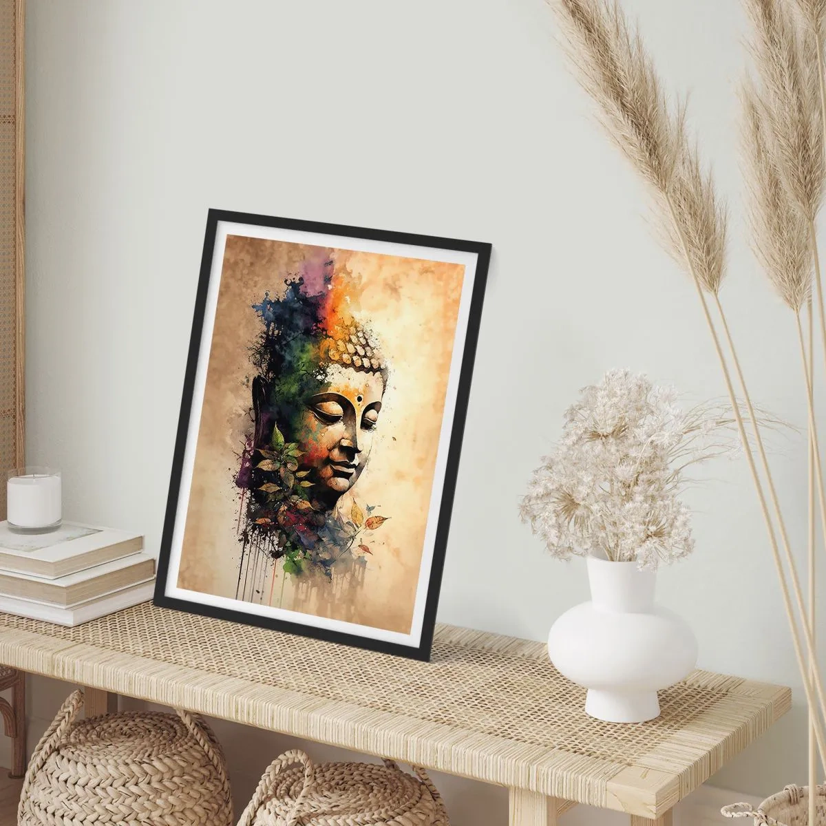 Affisch i svart ram - Namaste! - 50x70 cm