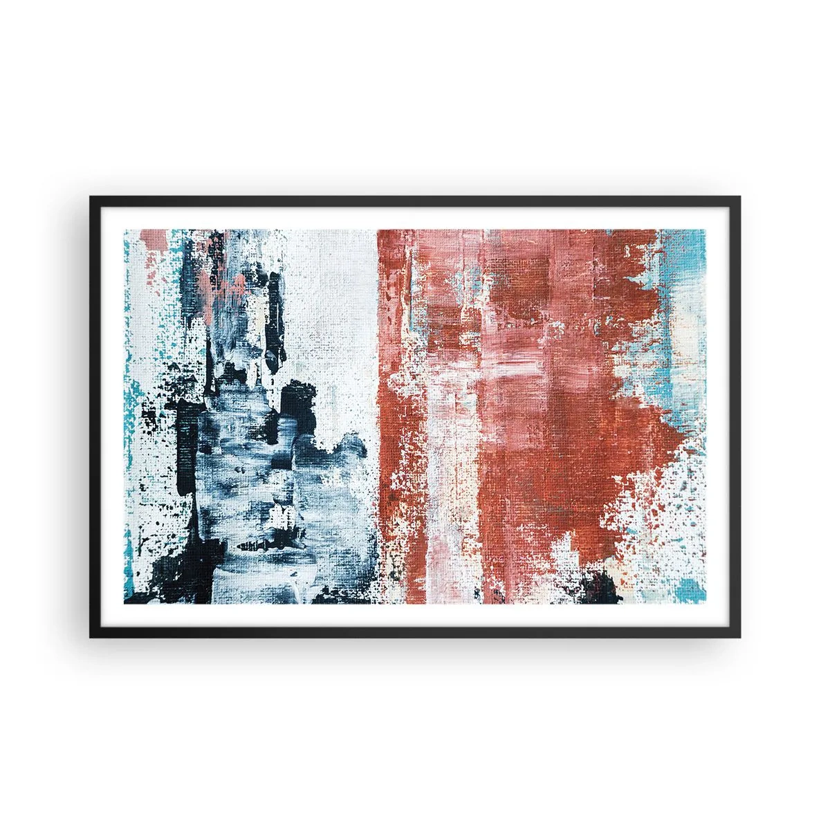 Affisch i svart ram - Abstrakt halvt om halvt - 91x61 cm