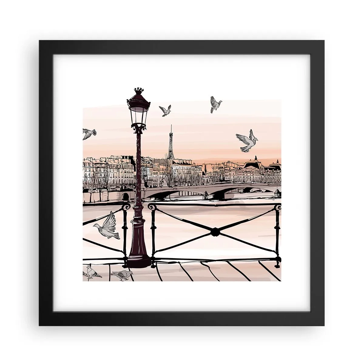 Affisch i svart ram - Över Paris tak - 30x30 cm