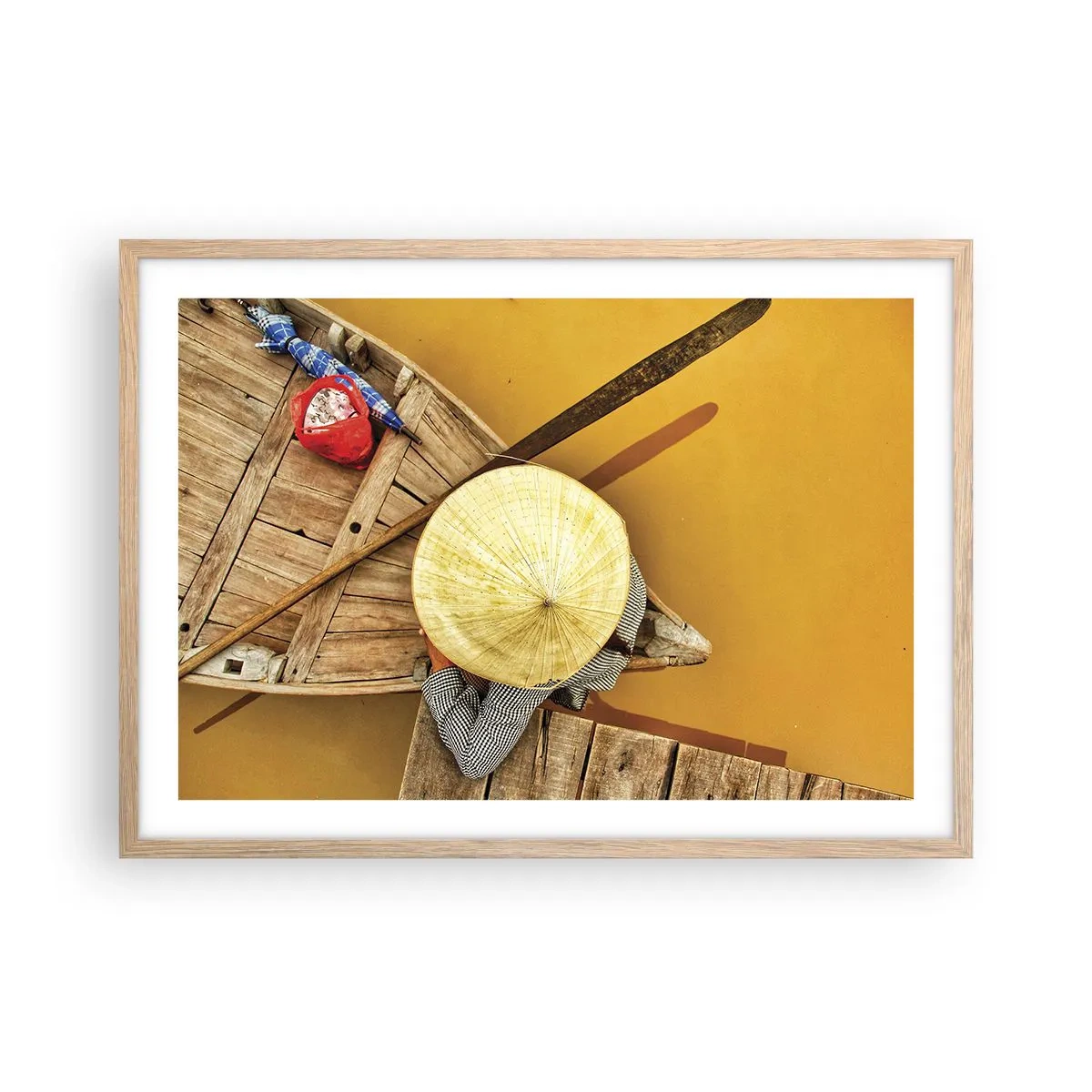 Affisch i ram av ljusek - Liv på den gula floden - 70x50 cm