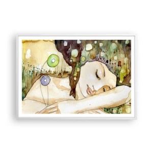 Affisch i vit ram - Smaragd-viol dröm - 100x70 cm