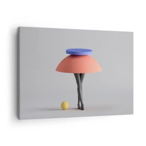 Canvastavla - Bild på duk - Abstrakt geometrisk komposition med ben och en boll - 70x50cm - Surrealistisk komposition - Modern väggdekoration för vardagsrum och sovrum ARTTOR
