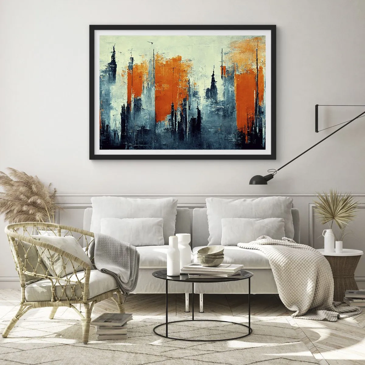 Affisch i svart ram - Modernt landskap - 50x40 cm