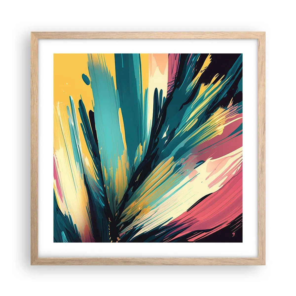 Affisch i ram av ljusek - Komposition - en explosion av glädje - 50x50 cm