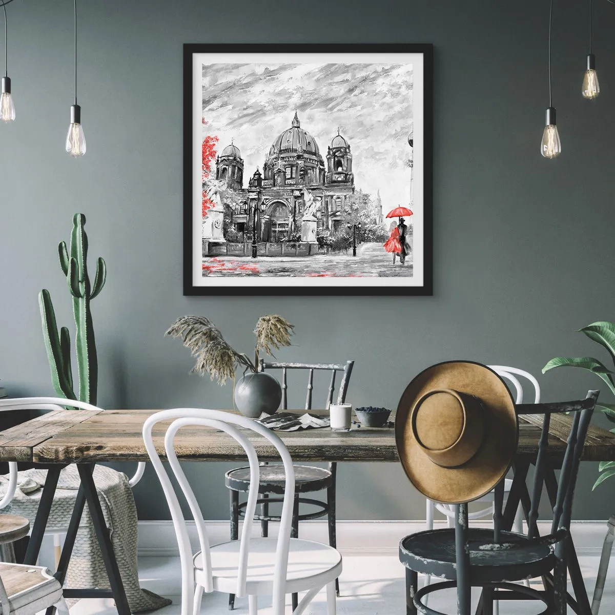 Affisch i svart ram - Ett möte i Berlin - 60x60 cm