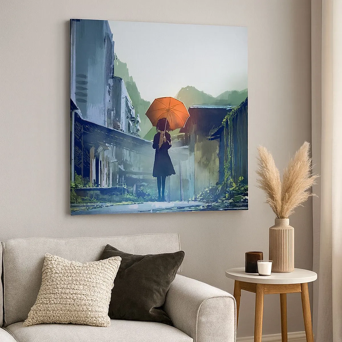 Canvastavla - Bild på duk - Uppfriskande regn - 30x30 cm