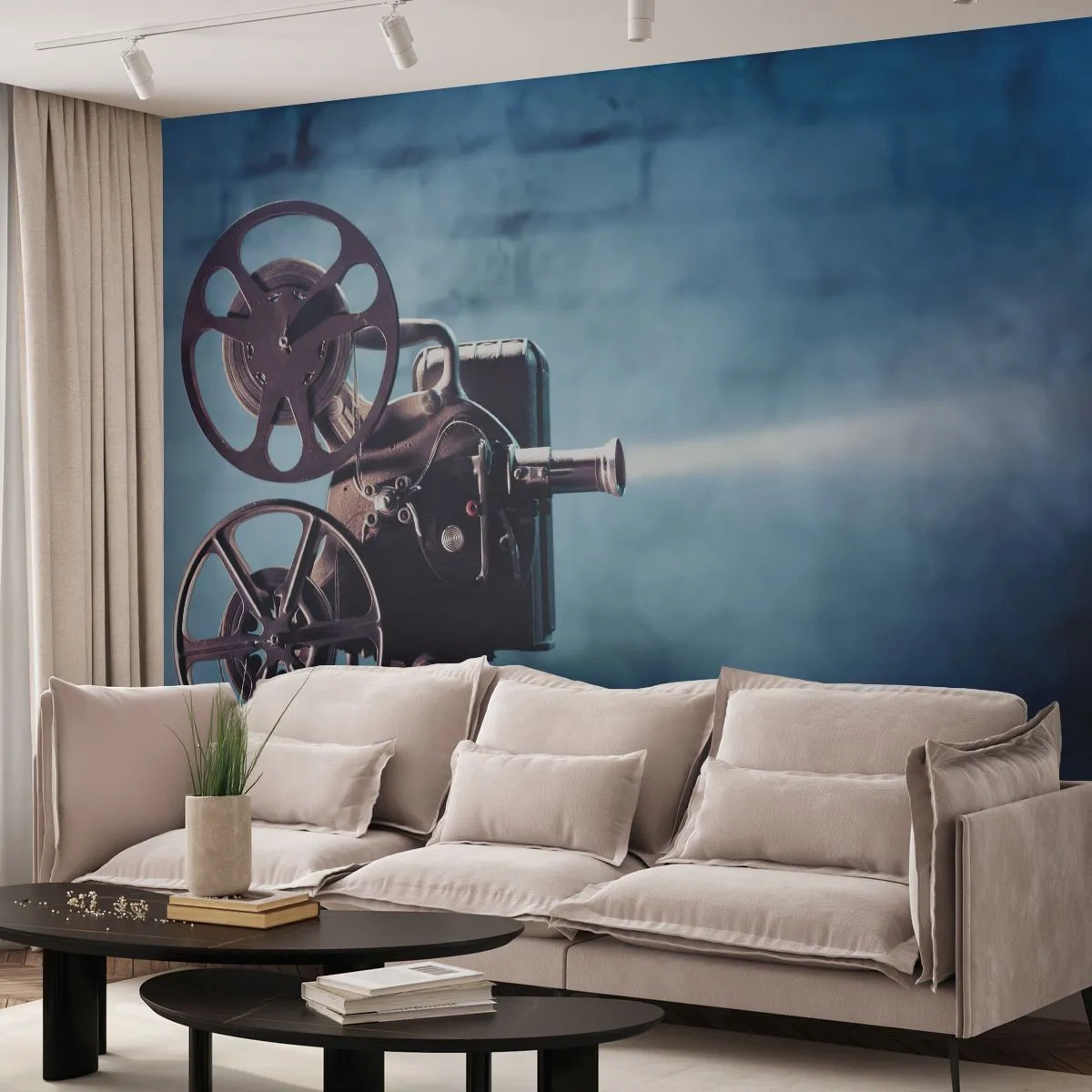 Fototapet Premium Canvas - I gamla biografen - Filmprojektor, Årgång, Kamera - 500x350 cm