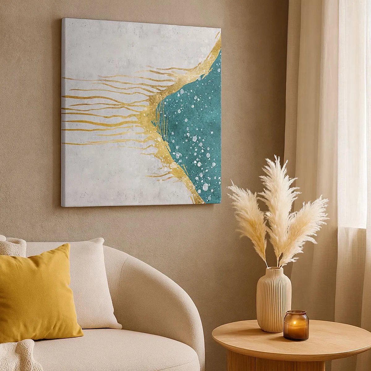 Canvastavla - Bild på duk - Gyllene tidvatten - 30x30 cm