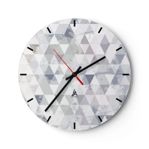 Väggklocka - Klocka på glas - Geometriskt mönster med grå trianglar i modern stil - 30x30cm - Trianglar - Modern väggdekoration för vardagsrum, kök och sovrum ARTTOR