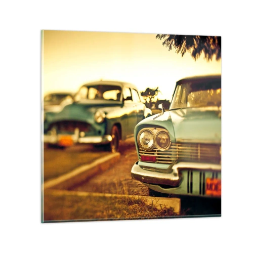 Glastavla - Bild på glas - Vi väntar och ser - 70x70 cm