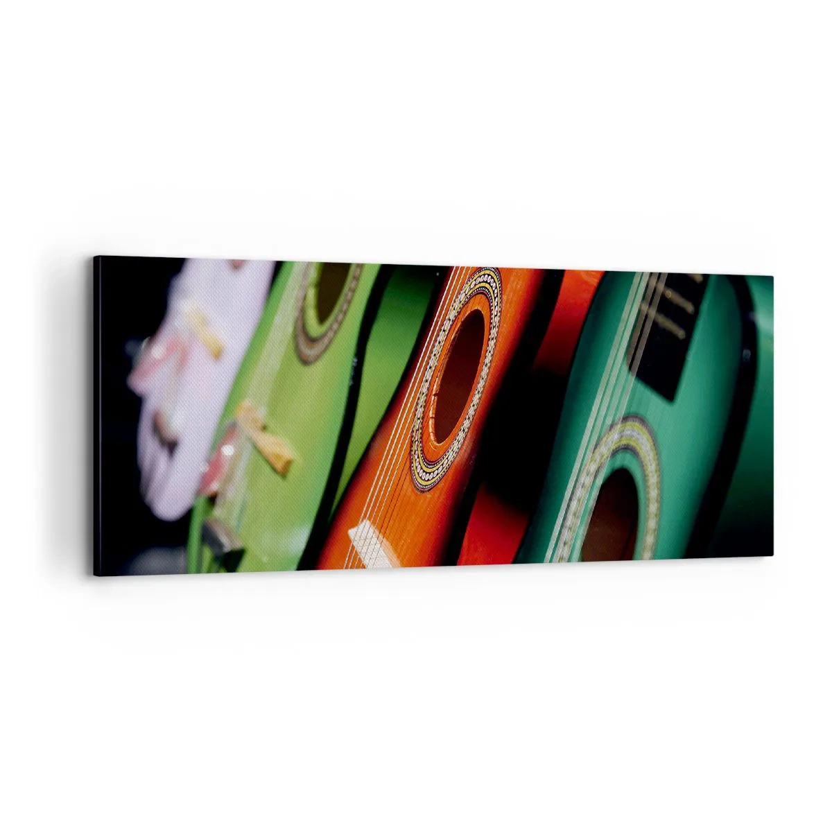 Canvastavla - Bild på duk - Gitarren har flera färger - 100x40 cm