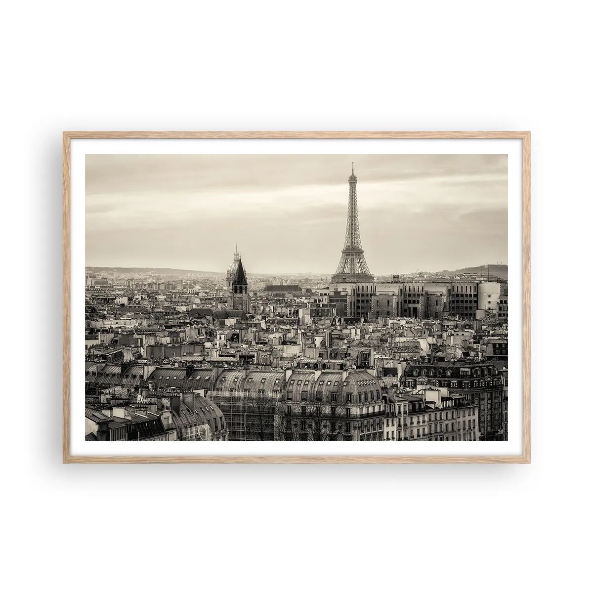 Affisch i ram av ljusek - Över Paris tak - 100x70 cm