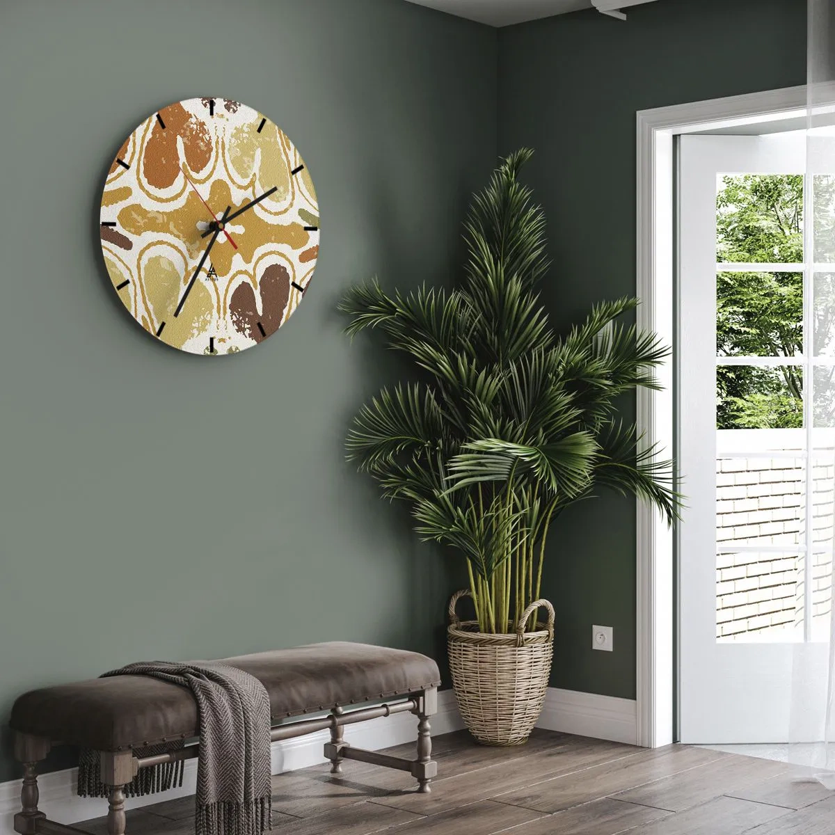 Väggklocka - Klocka på glas - Sentimental abstraktion - 40x40 cm