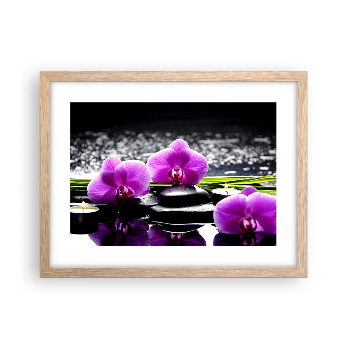 Affisch i ram av ljusek - Drunkna i tystnad och lugn - 40x30 cm