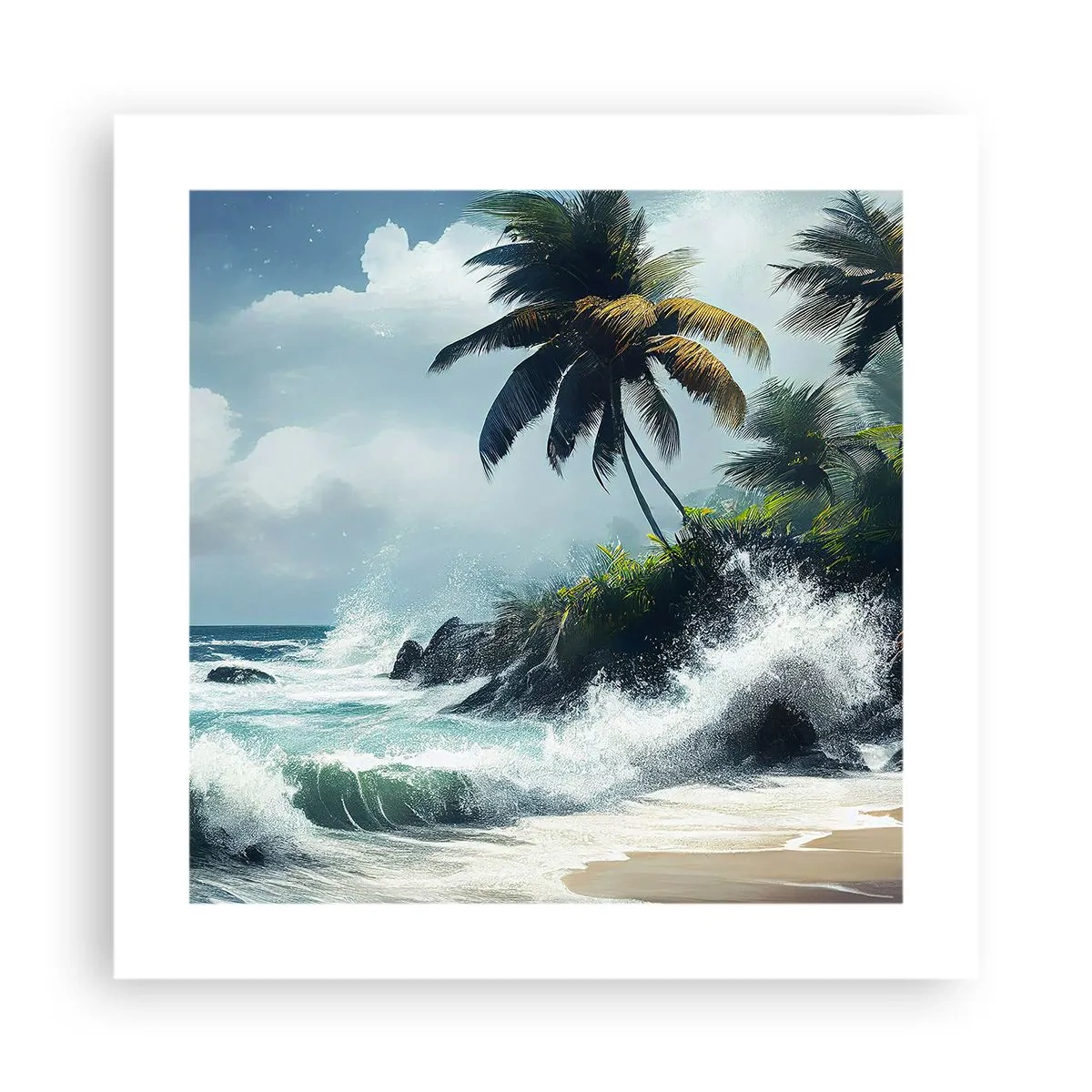 Affisch - På en tropisk strand - 40x40 cm