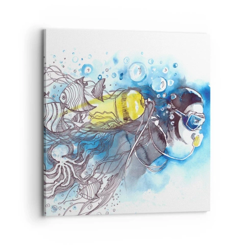 Canvastavla - Bild på duk - Det stora blåa - 70x70 cm