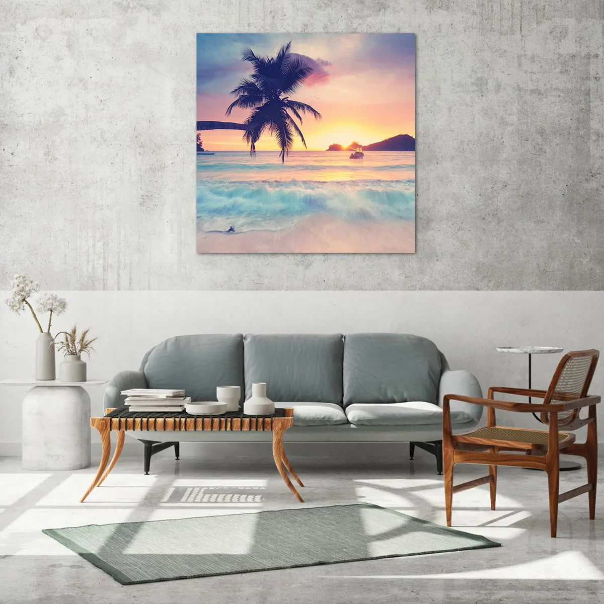 Glastavla - Bild på glas - En kväll i viken - 50x50 cm