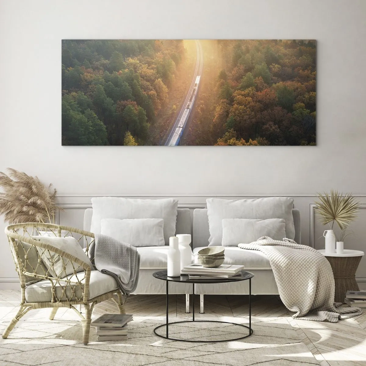 Glastavla - Bild på glas - Höstresa - 100x40 cm