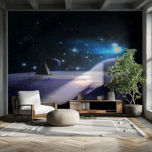Fototapet på mått Premium Canvas - Fortfarande ensamma? - Kosmos, Planeten jorden, Universum