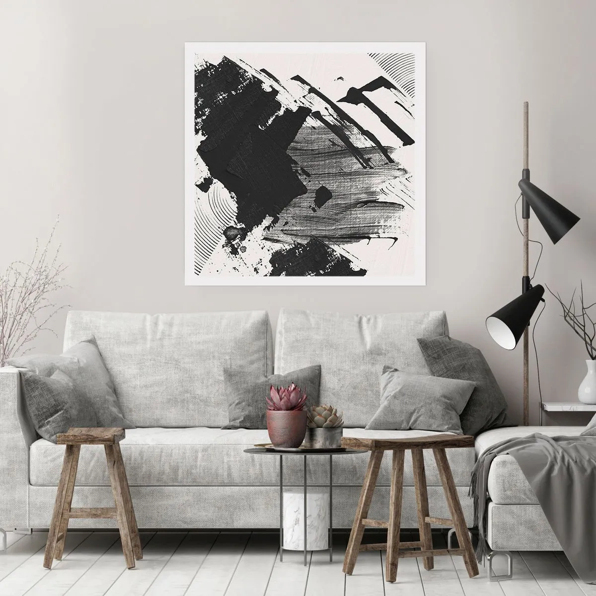 Affisch - Abstraktion - uttrycket av svart - 50x50 cm