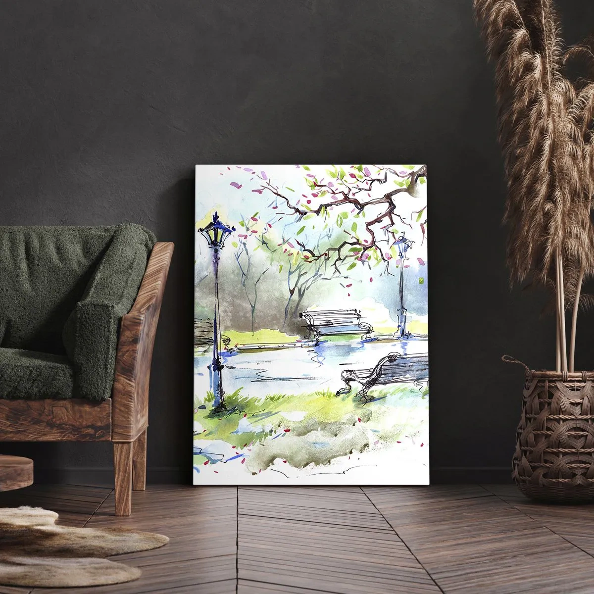 Canvastavla - Bild på duk - Parktystnadens charm - 70x100 cm