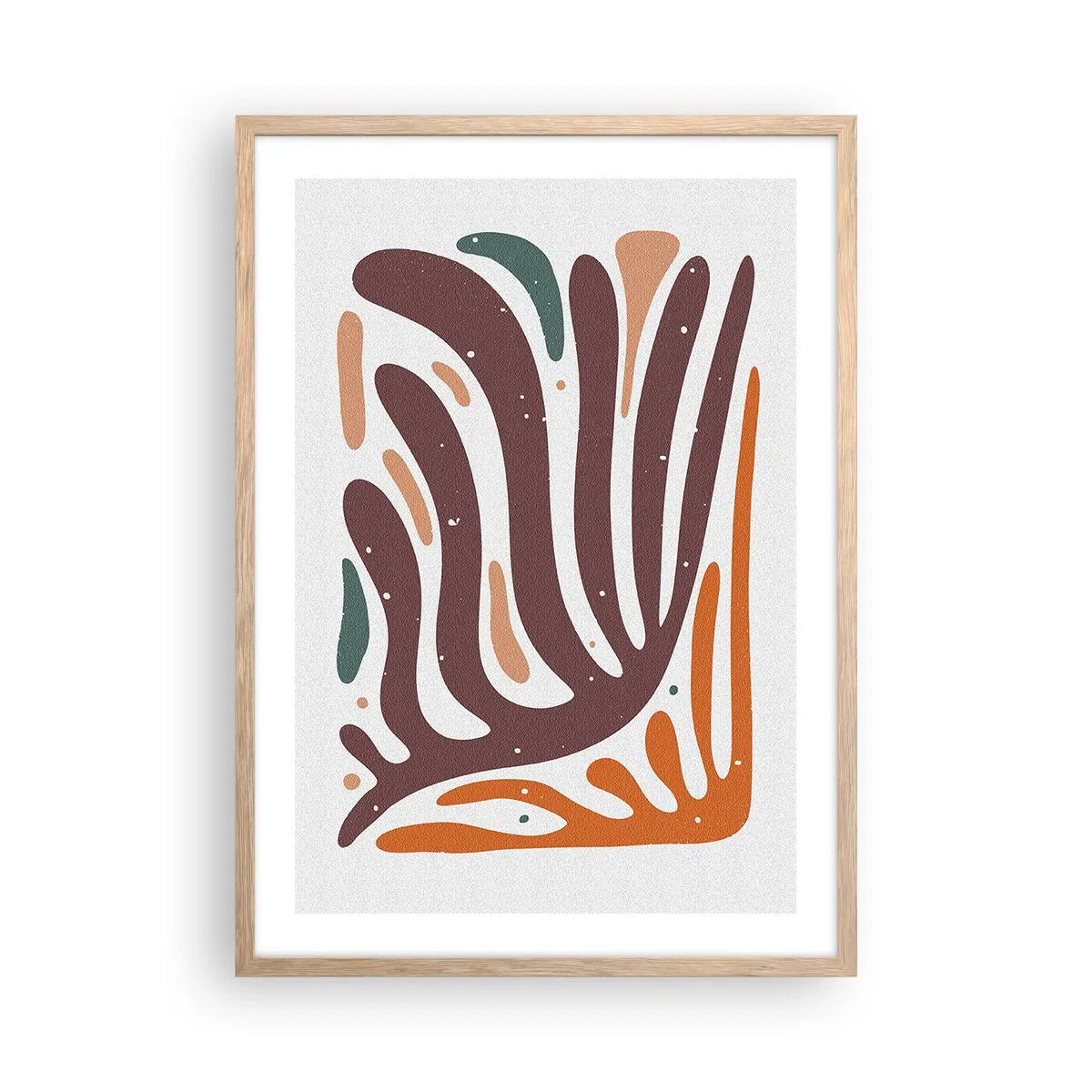 Affisch i ram av ljusek - Strålande organisk komposition - 50x70 cm