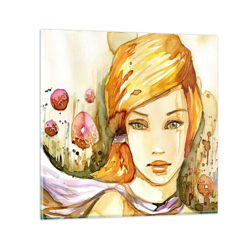 Glastavla - Bild på glas - Smaragdblick som tystar ner ilska - 70x70 cm