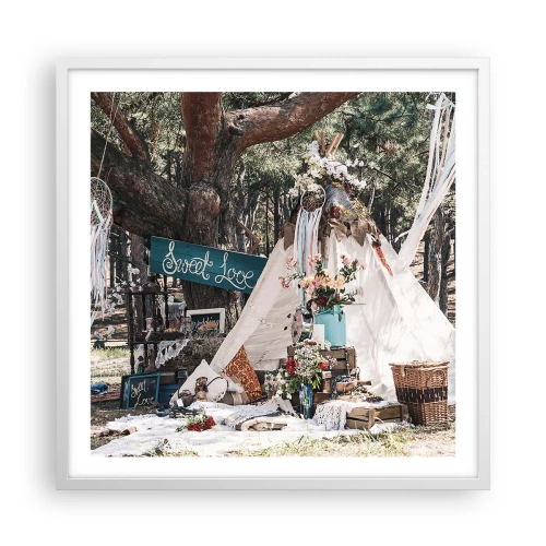 Affisch i vit ram - Make love… - 60x60 cm