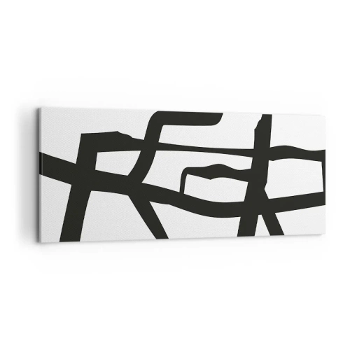 Canvastavla - Bild på duk - Svartvit konstruktion - 120x50 cm