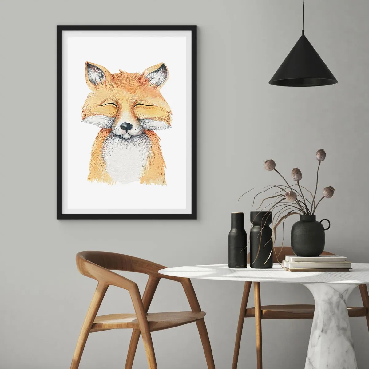 Affisch i svart ram - Rävens humör - 70x100 cm