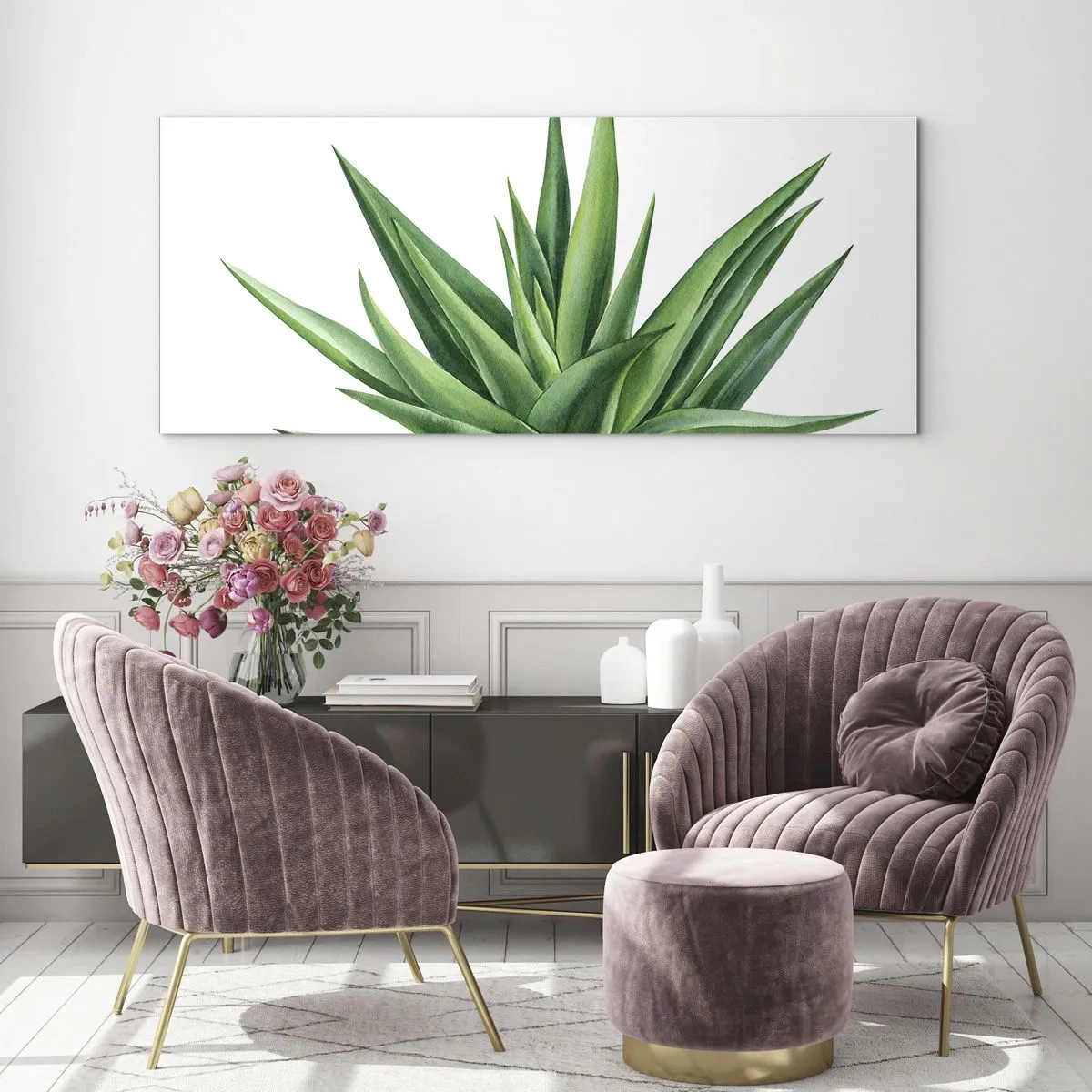 Glastavla - Bild på glas - Grönt - styrka - liv - 100x40 cm
