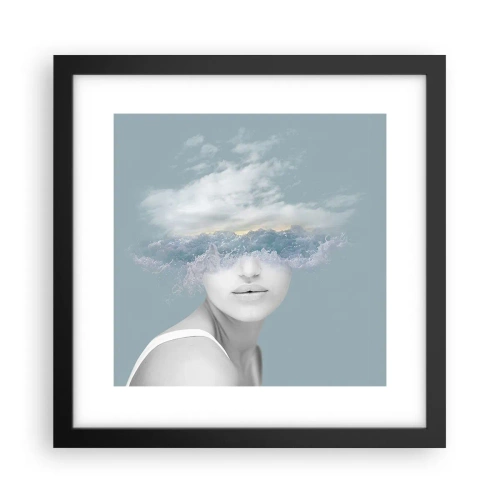 Affisch i svart ram - Med huvudet i molnen - 30x30 cm