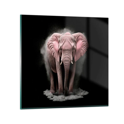 Glastavla - Bild på glas - Tänk inte på en rosa elefant! - 30x30 cm